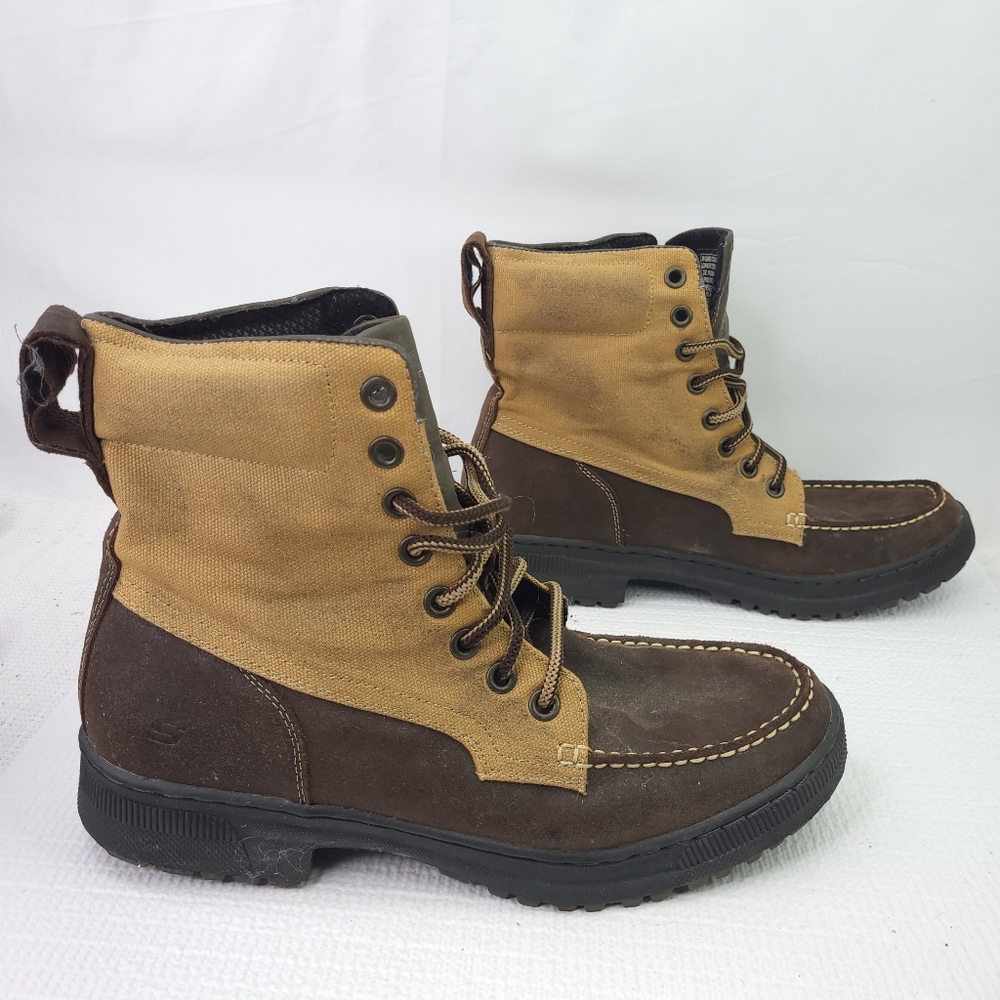 SKECHERS Denton Westlee Combat Boots Moc Toe Lace Up Shoes 62965 Mens Size 11